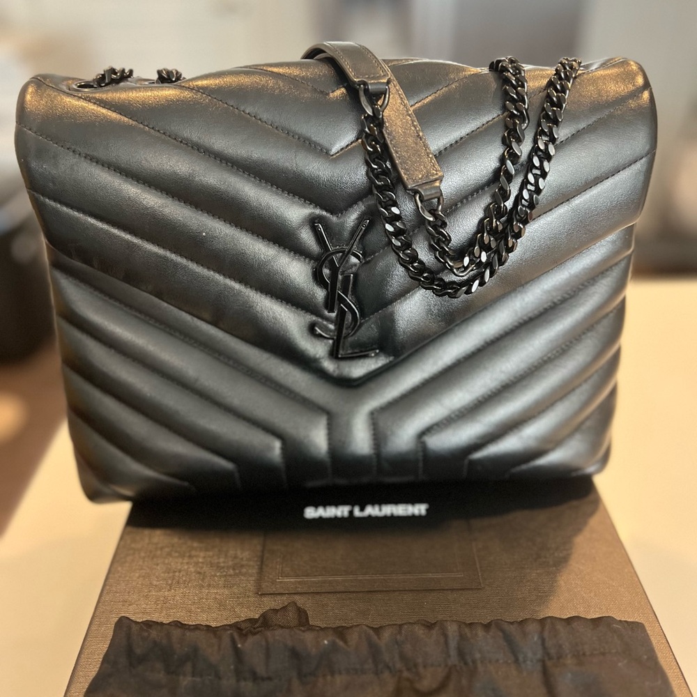 100% Authentic SAINT LAURENT Quilted Medium Loulou Chain Satchel